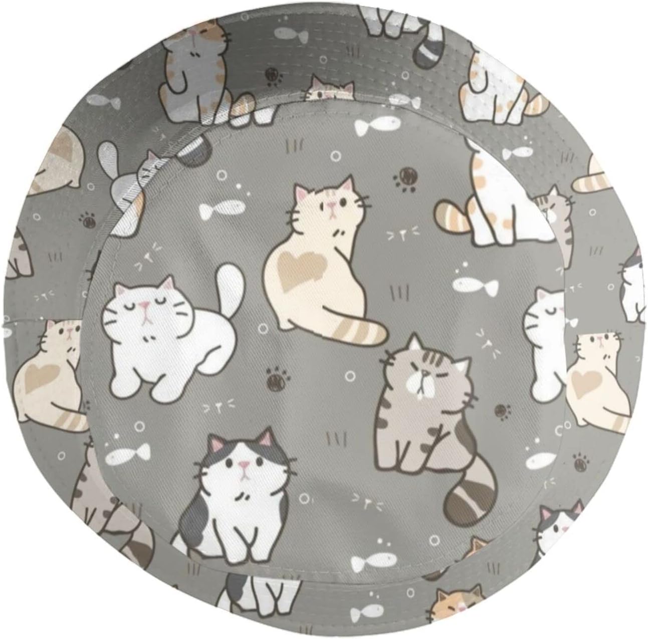 Cute Cat Bucket Hats Fashion Sun Cap Packable Outdoor Cartoon Cat Fisherman Hat for Women and Men Travel Black - Image 4