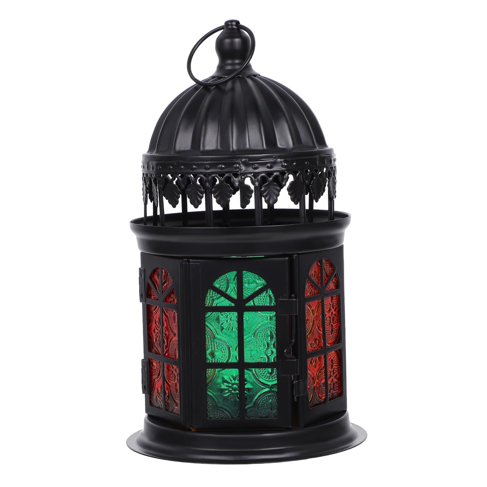 Cabilock Stained Glass Chandelier Black Table Decor Outdoor Pendant Lights Black Trim Wedding Table Decorations Outdoor Table Decor Lantern Moroccan Style Light Vintage Tinplate Morocco