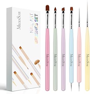 MelodySusie 6pcs Nail Art Brushes Set - Liner, Gel Extension, Polish, Builder, Carved & Dotting Tools for DIY Salon Nails