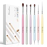 MelodySusie Nail Art Brushes Set,6pcs Nail Art Design Pen Painting Tools with Extension Gel Brush, Polish Brush, Builder Brush,Liner Brush, Carved Brush, and Dotting Pen for Home DIY Salon Use