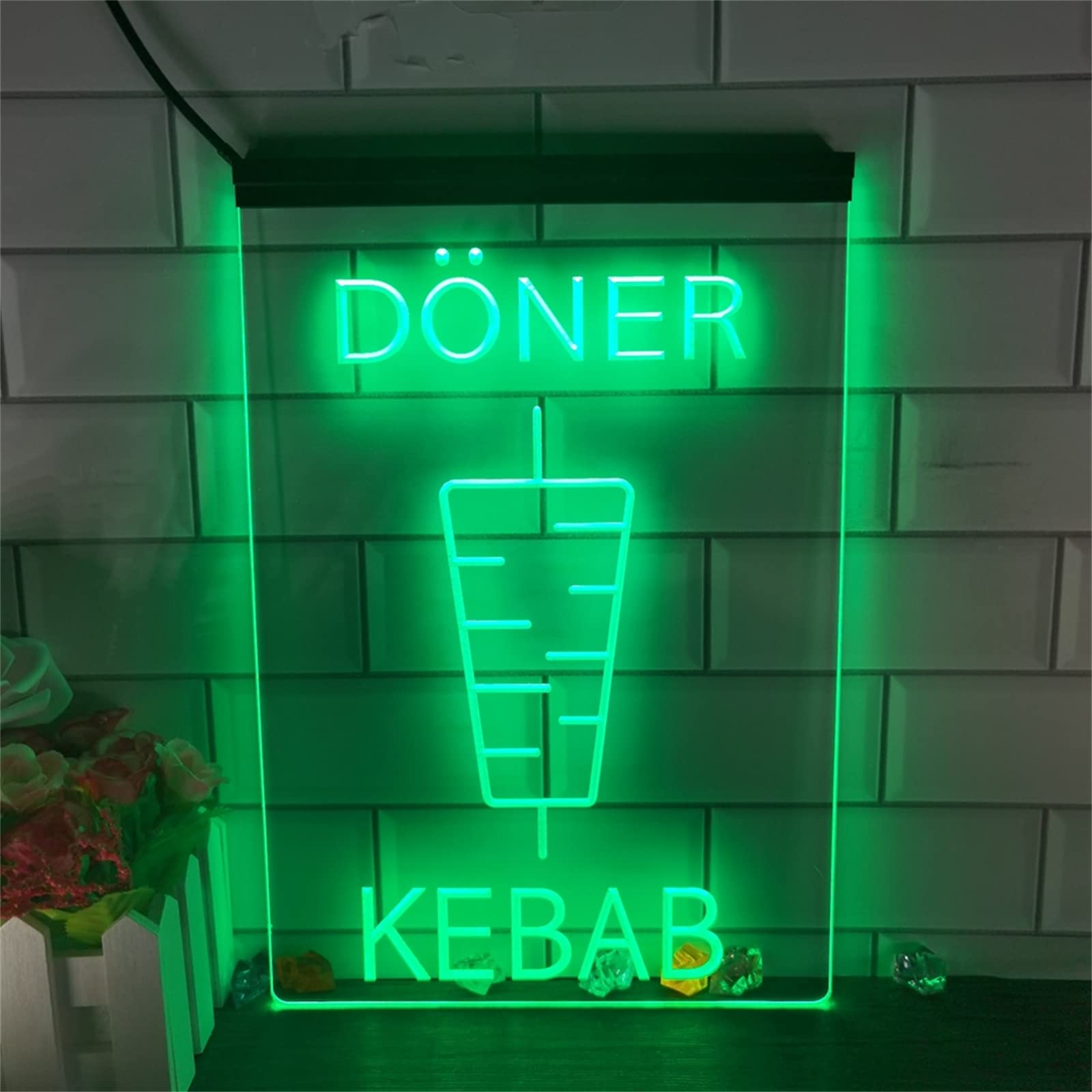 Niestandardowy sklep z kebabami LED neon, ściemnianie USB wyświetlacz 3D neony do dekoracji ścian restauracji lampki nocne,Rgb,20x30cm