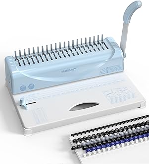 MAKEASY Binding Machine, 21-Hole, 450 Sheets, Comb Binding Machines with 1 Box Comb Bindings Spines, Comb Binder for Letter Size, A4, A5 Paper