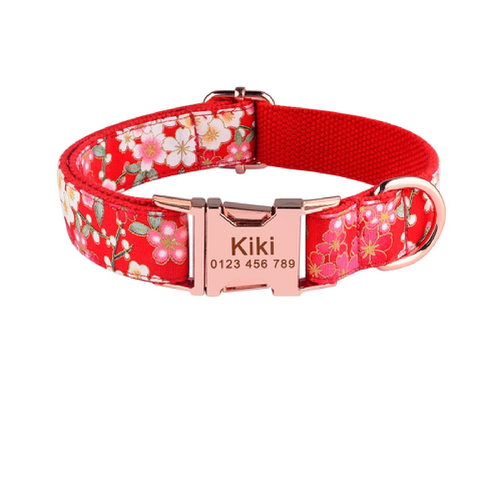 Collier de chien fleurs de cerisier pour balade chiot et petit chien