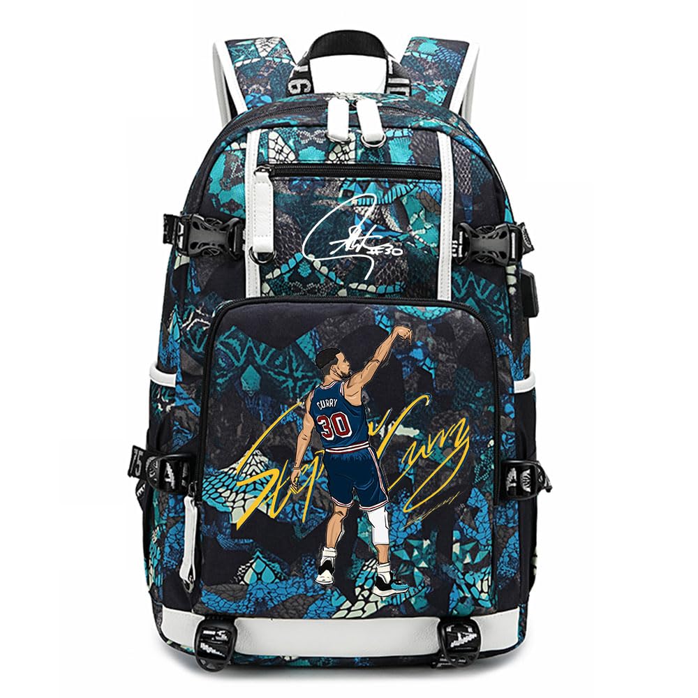 Ansigeren Dazzling Gold 30 Basketball Player SC Creative Backpacks Sports Fan Bookbag Travel Student Backpack For Men Women (7)