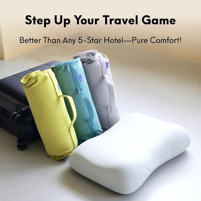 Almohada Memory Foam Viaje Soporte Cervical Contorno Compacta Verde miniatura 3