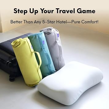 Cushion Lab Travel Deep Sleep Pillow Compact Memory Foam Neck Pillow for Sleeping, Portable Pillow for Hotels, Camping, Side & Back Sleepers, On-the-Go Black