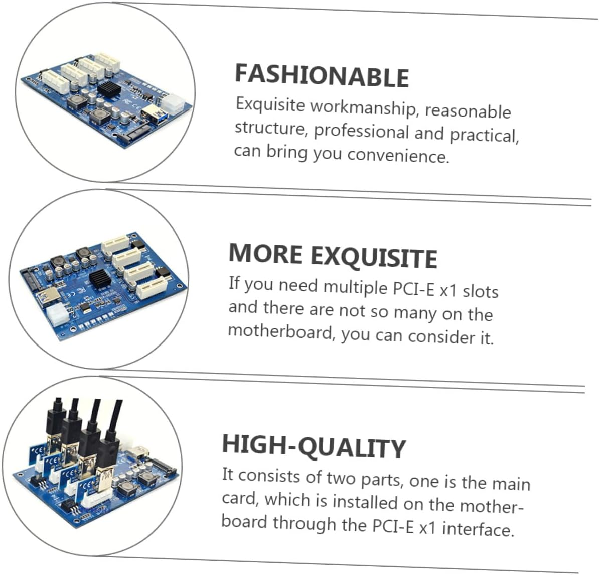 NUOBESTY PCI-E Extender Card with Four Slots and USB 3.0 Cable