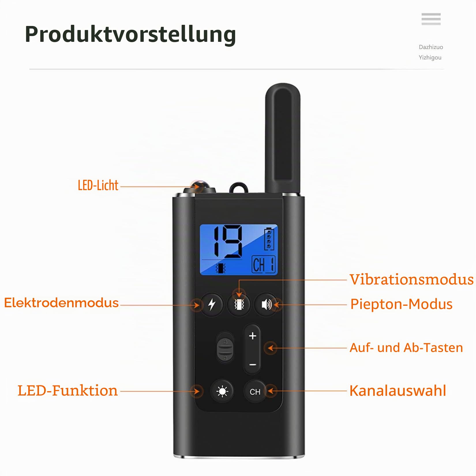 New Interaktives Führungshalsband, Hundespielzeug, wasserdicht, DREI Modi, geeignet für Verschiedene Hundegrößen (d5)