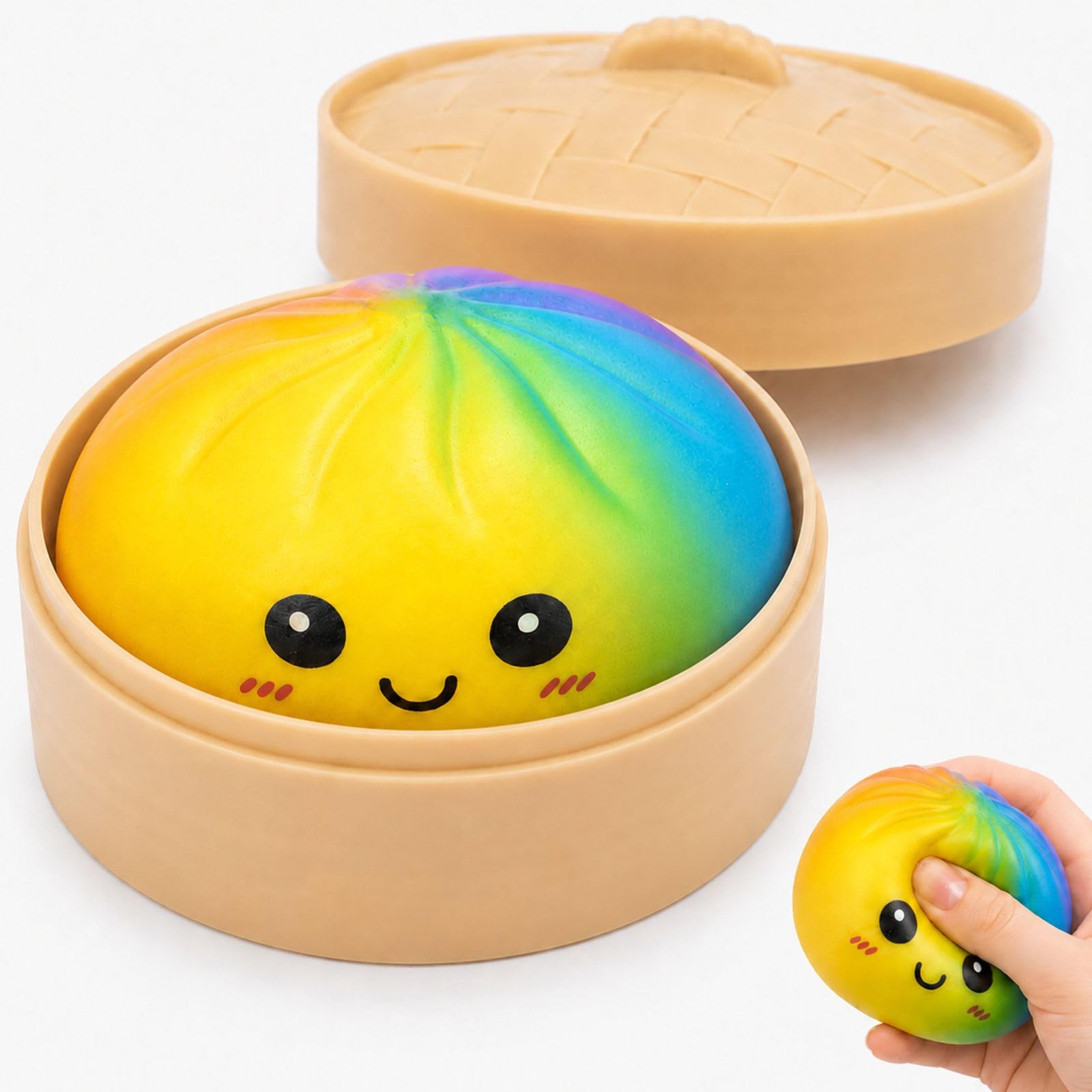 Squishy Dumpling, Soft Sensory Squeeze for Desk and Travel, Colourful Dumpling Single Piece, Slow Rising Rainbow Squishy for Hand Fidgeting
