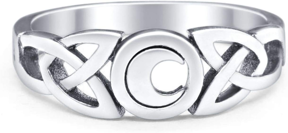 Blue Apple Co. Celtic Moon Trinity Knot Oxidized Band Statement fashion Thumb Ring