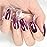Purple Metallic Medium Squoval Fake Nails Tips Glossy Laser Mirror Reflection Press On Nails Manicure Salon DIY Women Girl Gift Party Gig Shiny 24 pcs/kit