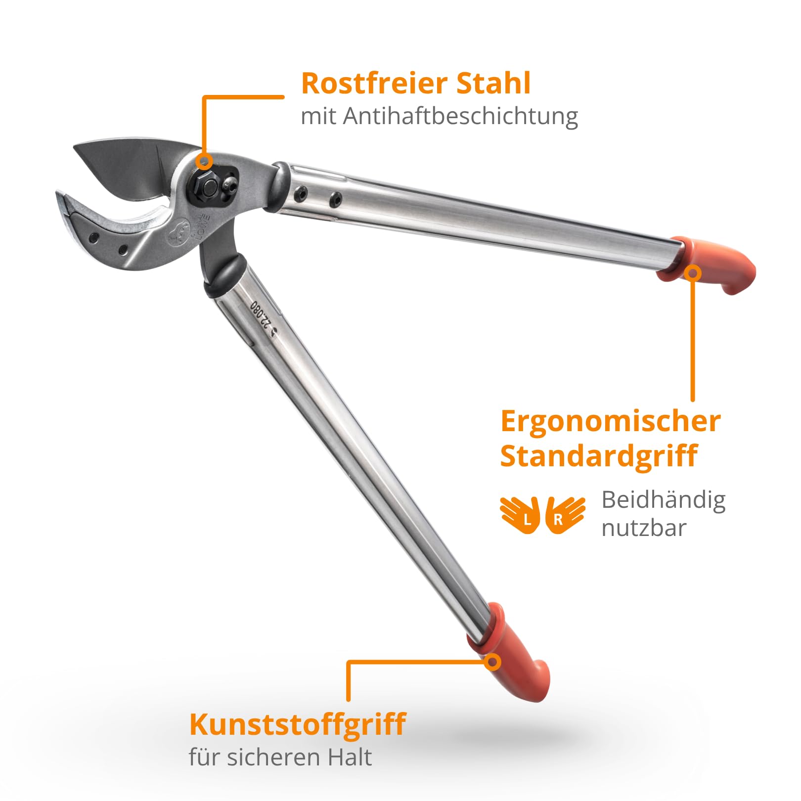 Original LÖWE 22 Profi Amboss Astschere 22.080 antihaftbeschichtet Stahlklinge mit Präzisionsschliff - scharfe und leichte Baumschere ideal zum Schneiden von Ästen Zweigen Bäumen Sträuchern, 80 cm