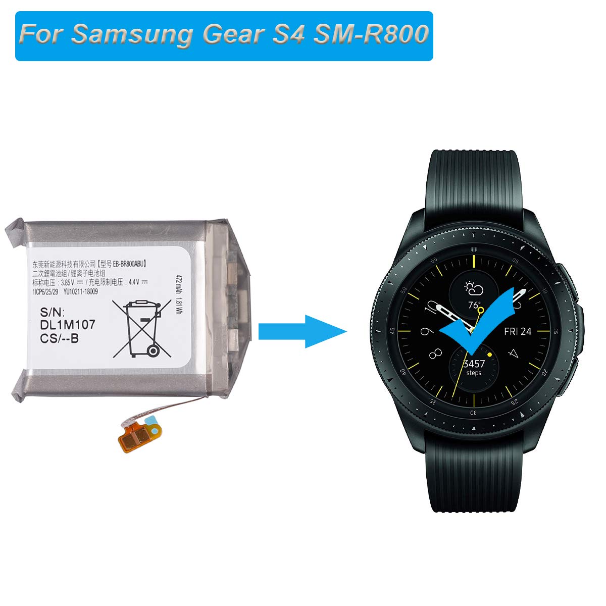 Draadloze Oplader Voor Samsung Galaxy Watch 42MM 46MM SM-R800 R805 R810 R815 Zwart
