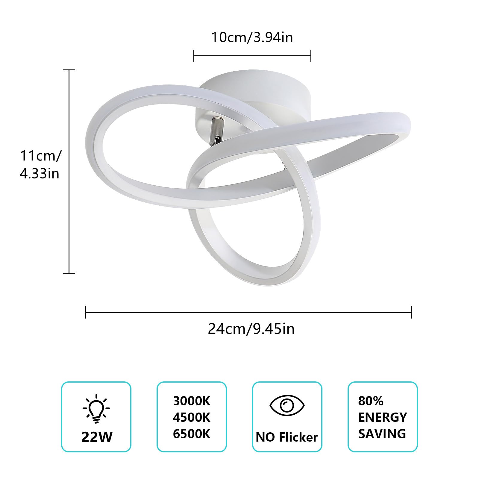 GOECO Plafoniera LED 28W, Lampada da Soffitto LED Moderna 2520 Lumen, Illuminazione Interna 6000K, per Soggiorno, Camera da Letto, Balcone