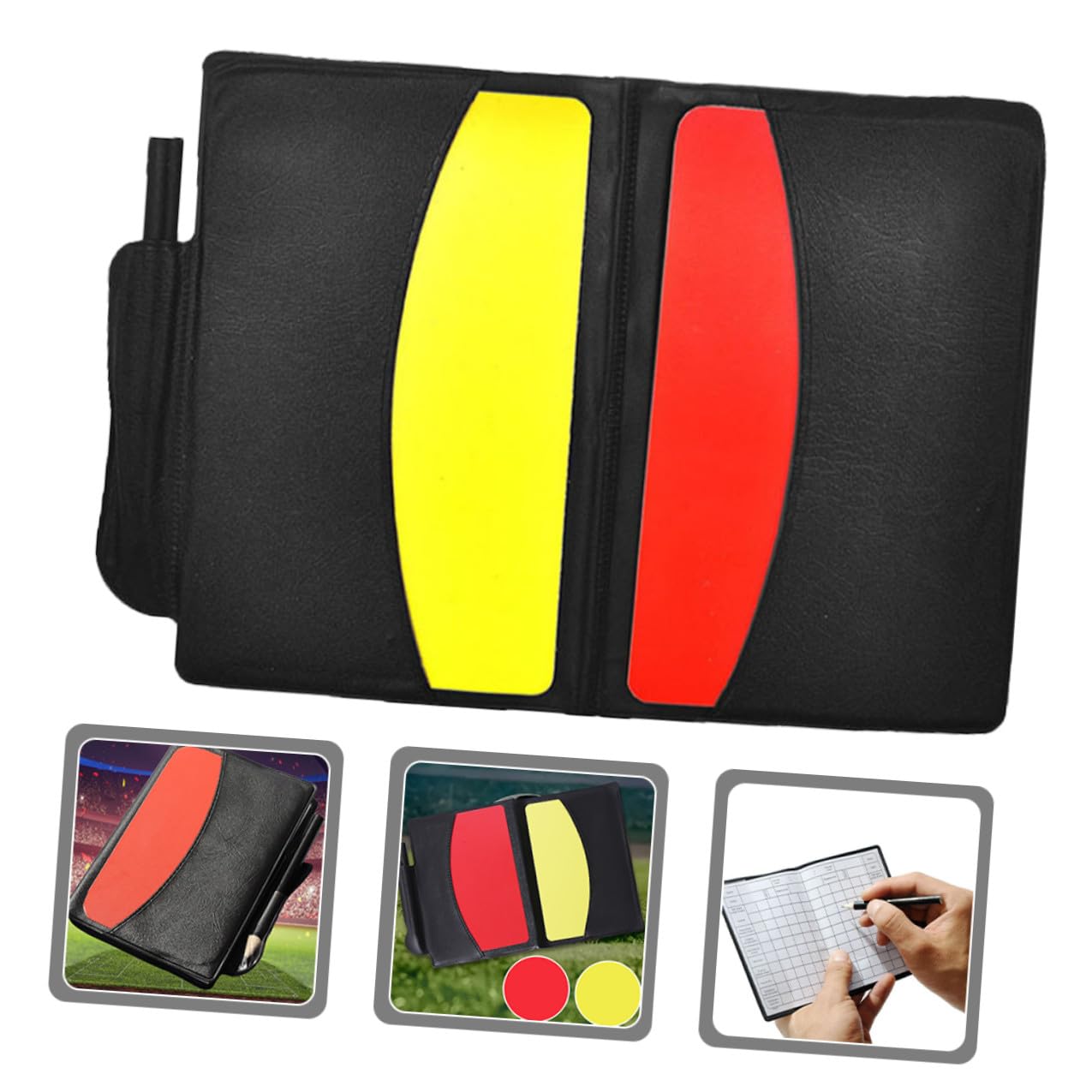 Healeved Kit Completo Arbitro Calcio con Carte Rosse e Gialle in PVC Resistenti, Fischietto in Metallo Multifunzione per Partite di Rugby e Giochi con Palla