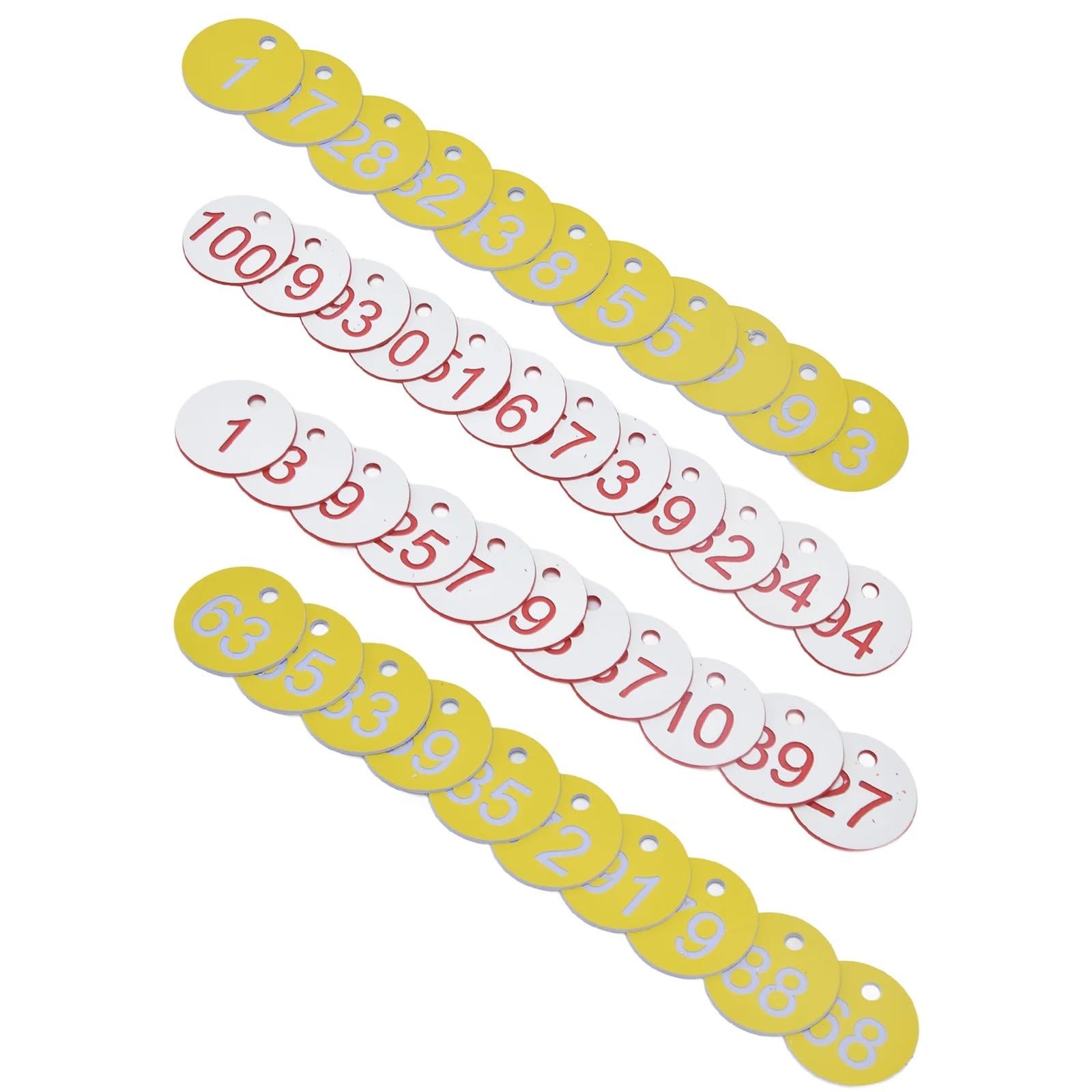 Plastikowe znaczniki numeryczne, okrągłe zawieszki na klucze, plastikowe etykiety liczbowe 1-100 białe 3,5 cm średnica 100 szt