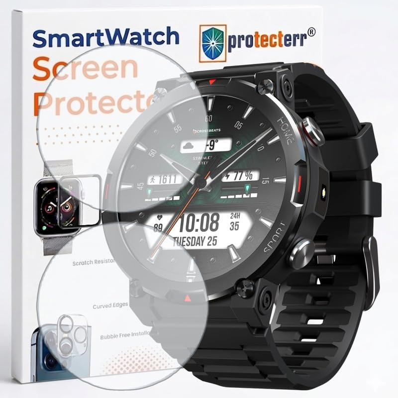 Image of 2-Pack Screen Protector for Cross Beats Everest 2.0 1.43 inch Smartwatch - Flexible TPU Screen Guard, HD Clear, Anti Scratch, Bubble Free, Full Coverage Film - Not Tempered Glass