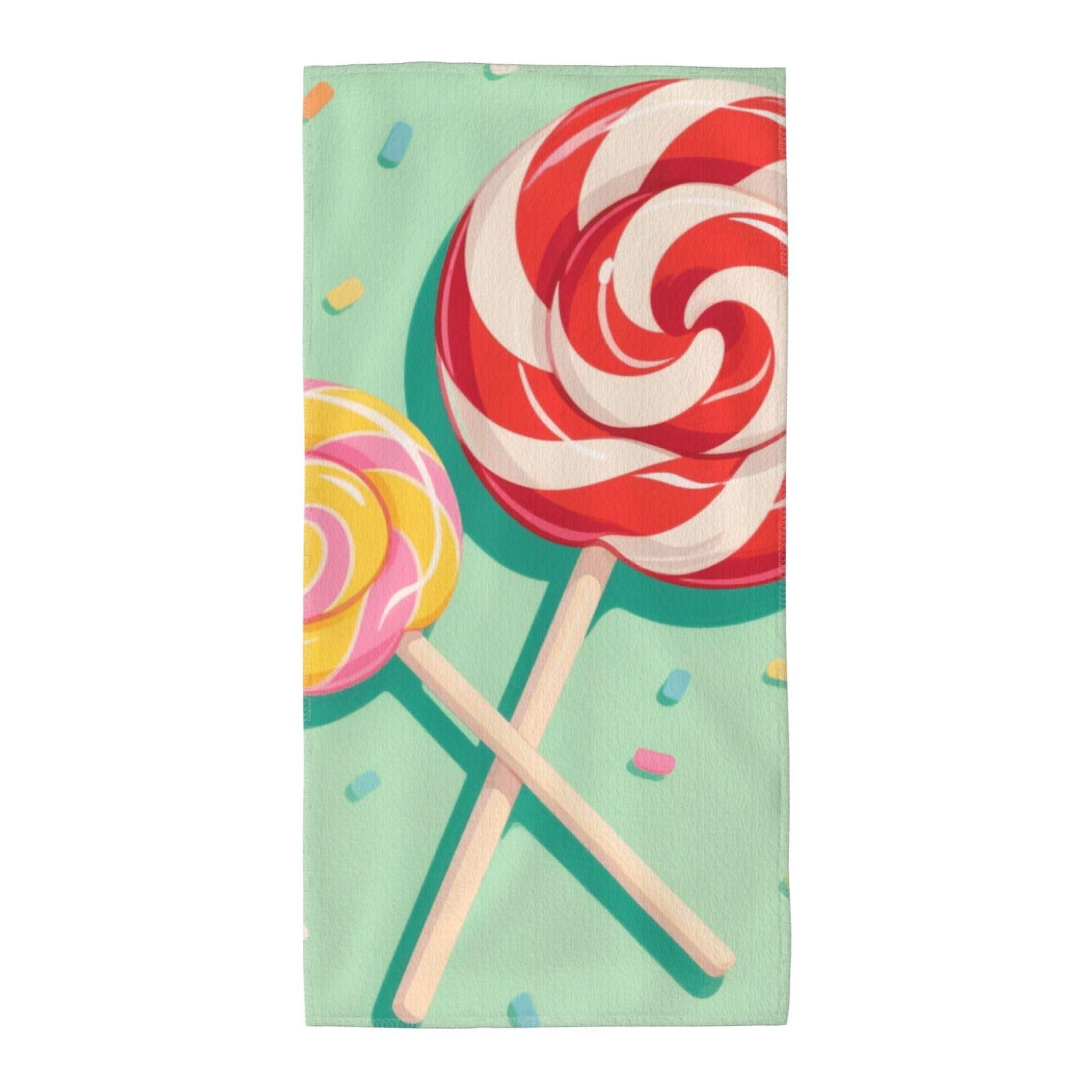 FekiLoot Absorbent Hand Towels 13.8"X27.5" Decorative Bathroom Towel Soft Microfiber Face Towel Lollipop Dish Kitchen Towels for Bathroom Kitchen Hotel Spa Bath Towels