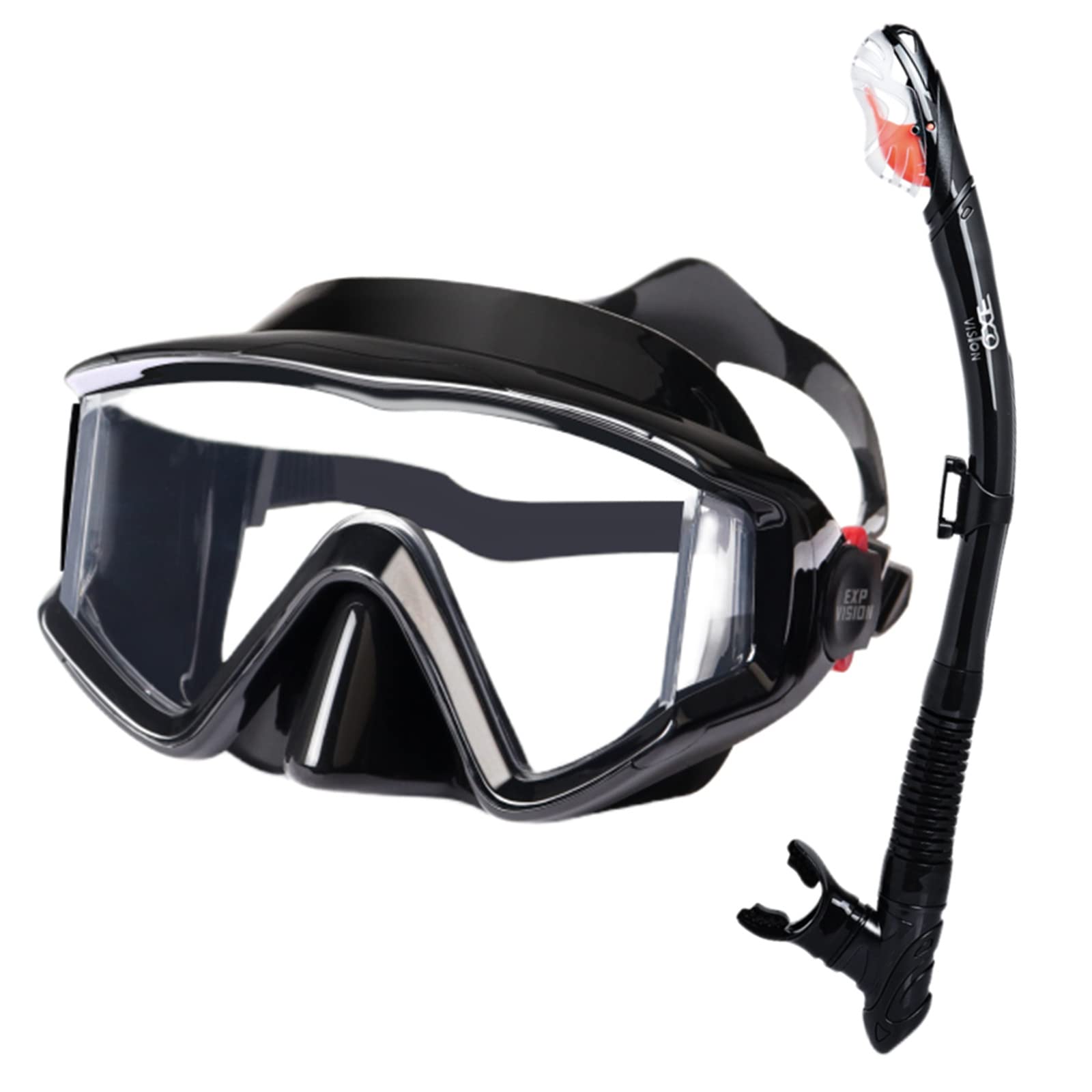 Trockenschnorchel-Set, Pano 3-Fenster-Schnorchelmaske, Anti-Fog-Taucherbrille und Schnorchel, professionelle Schnorchelausrüstung für Erwachsene