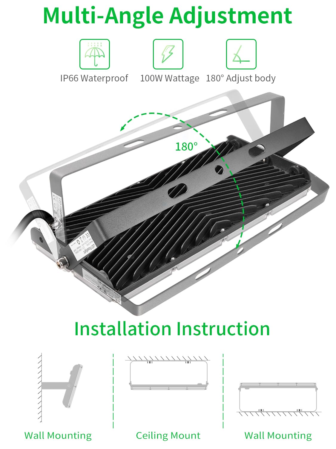 Projecteur Exterieur LED 100W - 10000LM 3000K Blanc Chaud Lampe Extérieur LED de Sécurité Imperméable Étanchéité IP65 Projecteur Piscine LED Idéal pour Jardin Garage Couloir Terrasse Eclairage