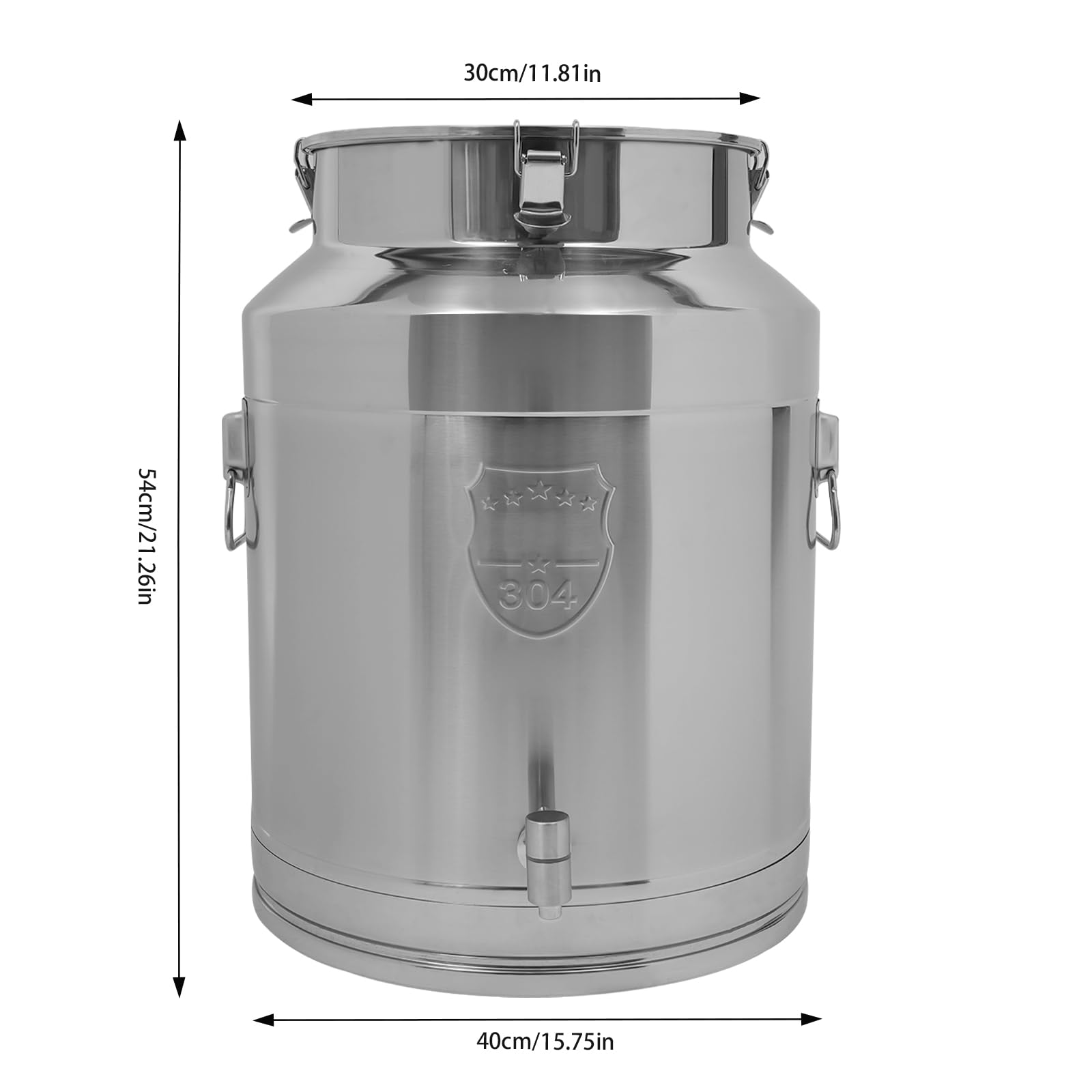 Stainless Steel Milk Can 64L Milk Bucket Wine Pail Bucket Jug Oil Barrel Canister Silicone Seal Barrels for Liquid Storage