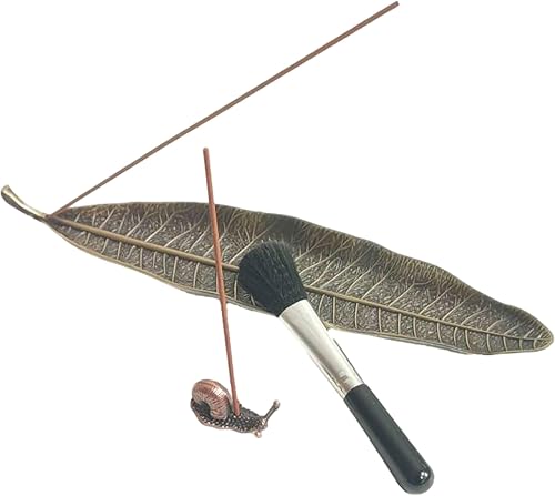 Miniatura 8 de Quemador de incienso de hojas y caracoles, juego de soporte para incienso con colector de cenizas de incienso, soporte para varillas de incienso
