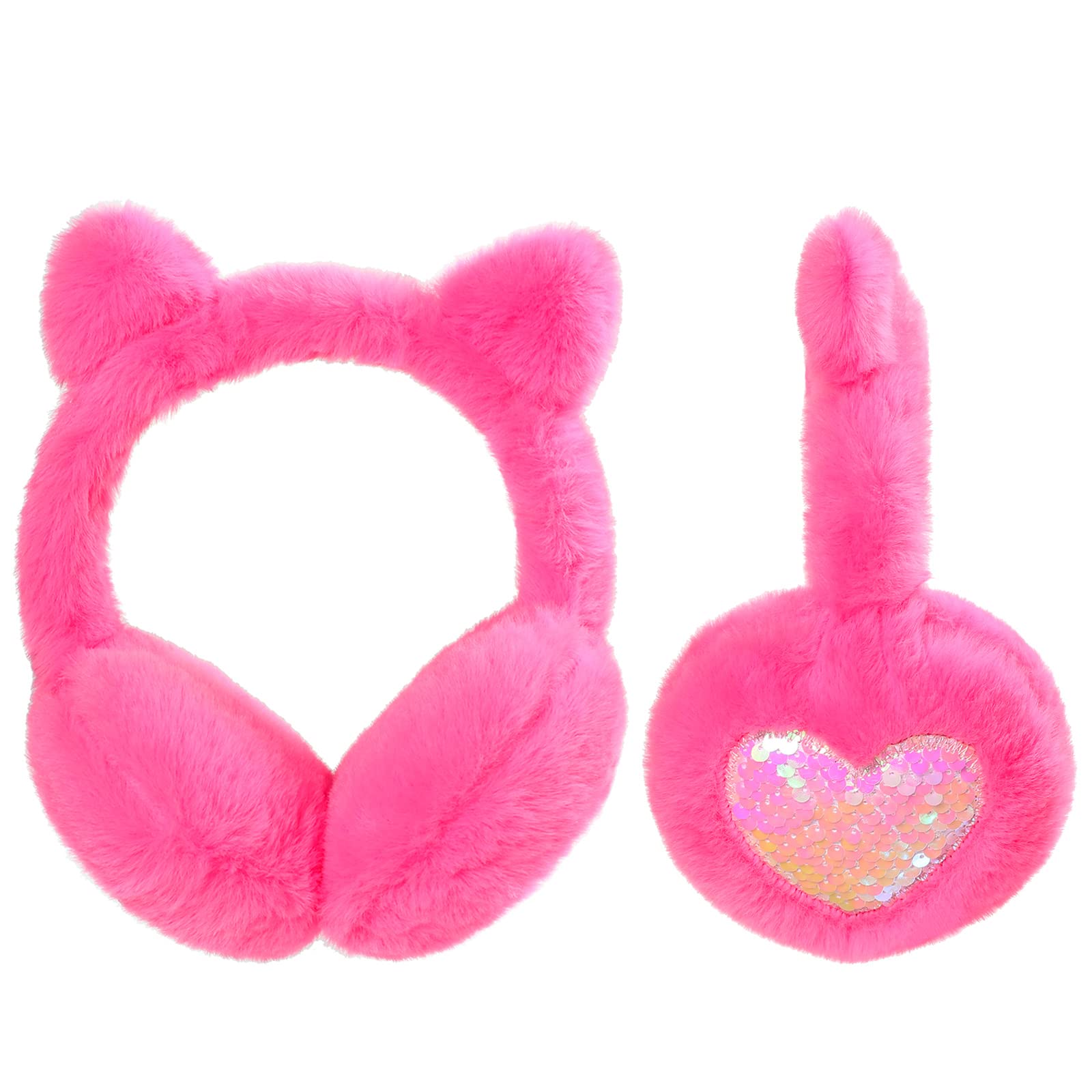 Cache Oreille Enfants Licorne Cache-Oreilles Fourrure Fille Mignon Cat Ears Peluche Protege Oreille pour Femme d'Hiver Chaud Chat Earmuffs Mignonne Hiver Plein Air Sport Velo Ski Cadeaux