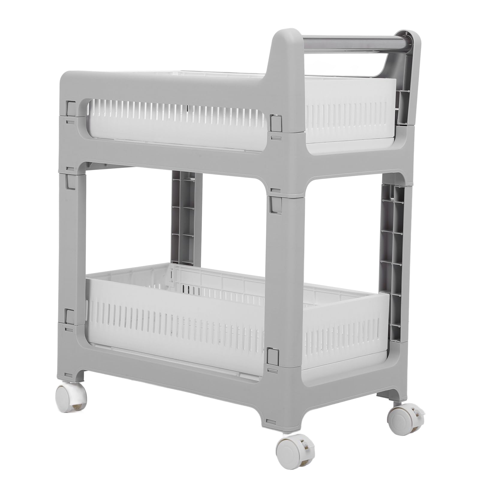 Carrello Multiuso a 3 Ripiani con Cestelli Scorrevoli, per | Carrello portaoggetti da multifunzionale con ruote per soggiorno, camera da letto, bagno, garage