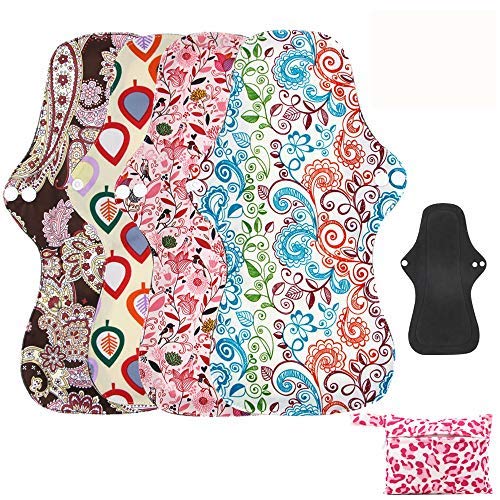 Asenappy XL Heavy Flow Sanitary Reusable Cloth Menstrual Pads | 4 Pads+ 1