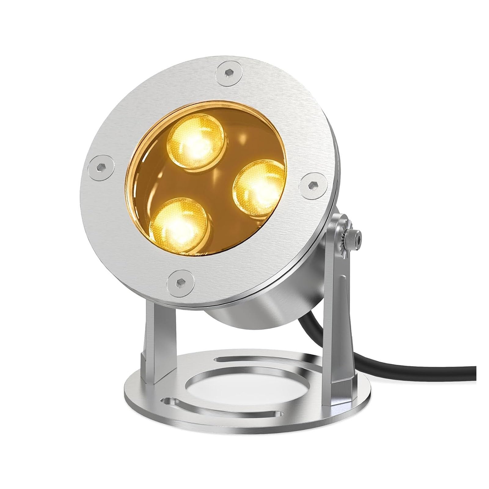 JOUFNING Submersible LED Fountain Light - IP68 Waterproof Outdoor LED Spotlight, 12/24V Low Voltage Landscape Lights, for Waterfalls, Ponds and More Lighting(Yellow,3W(24V))