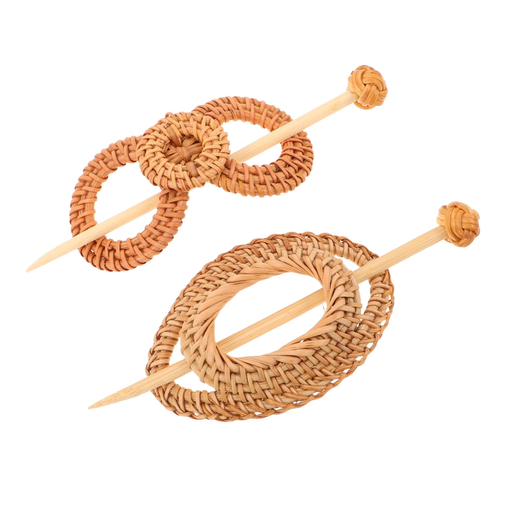 Pinzas de pelo hechas a mano en ratán natural UKCOCO estilo boho 8