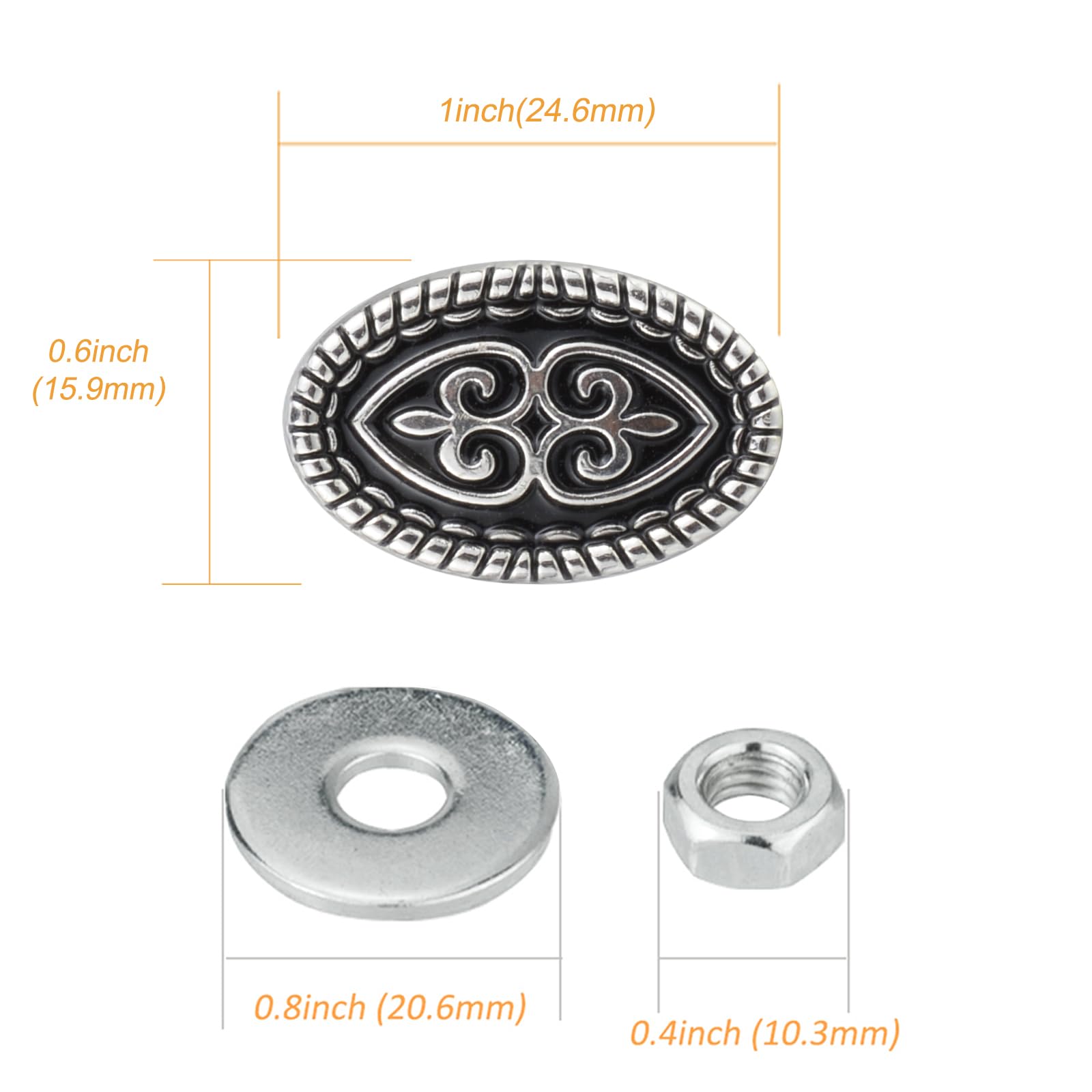 Arenbel Elliptic License Plate Frame Bolts Screws 2Pcs Car Tag Fasteners Nuts Kit Fit Vehicles Motorcycle Trucks SUV