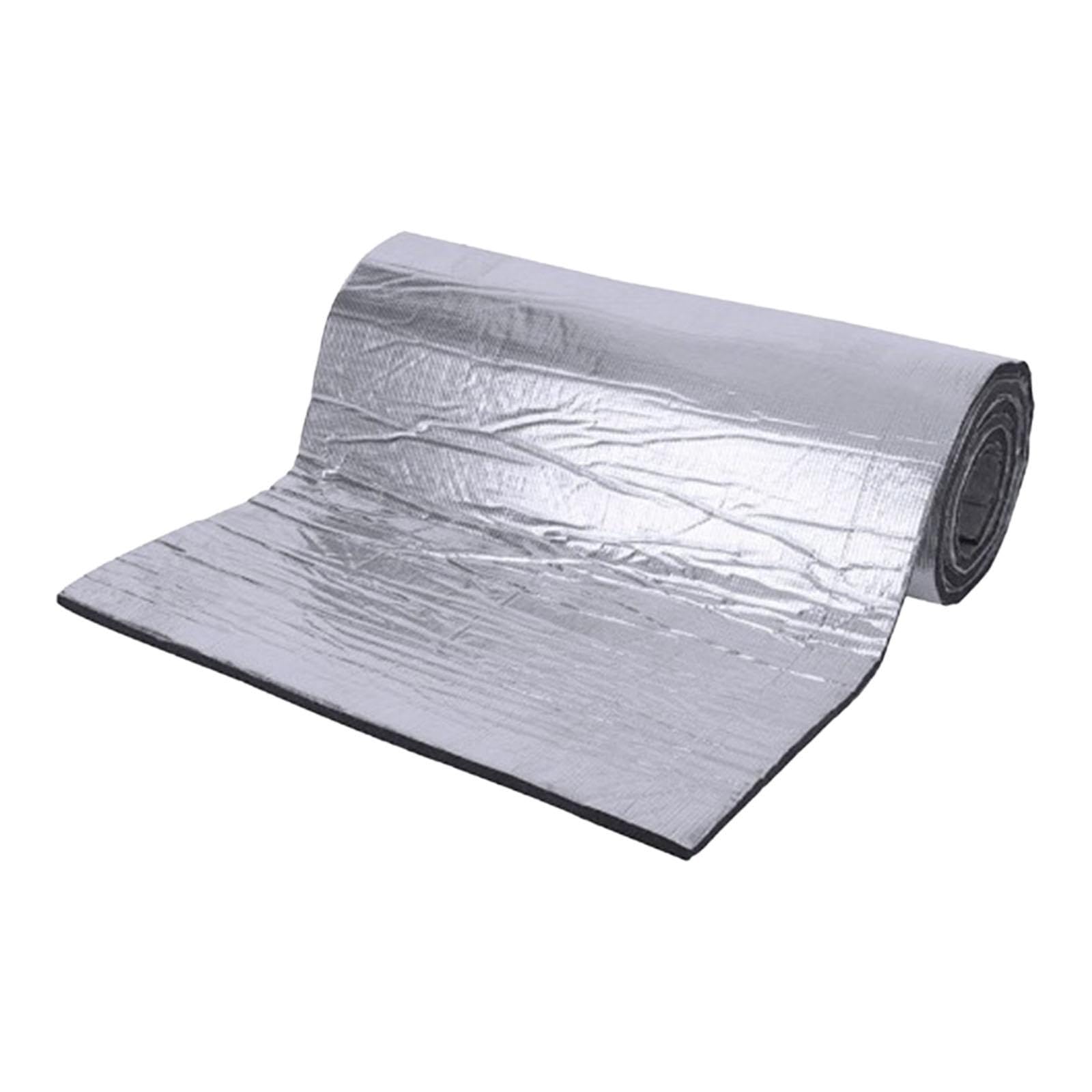 F Fityle Isolant Thermique Auto-Adhésif, Tapis d'Isolation Phonique et Thermique, Auto Tapis d'Isolation Acoustique Feuille Caoutchouc Aluminium, Imperméable, Compatible Voitures/Camions, 5mm