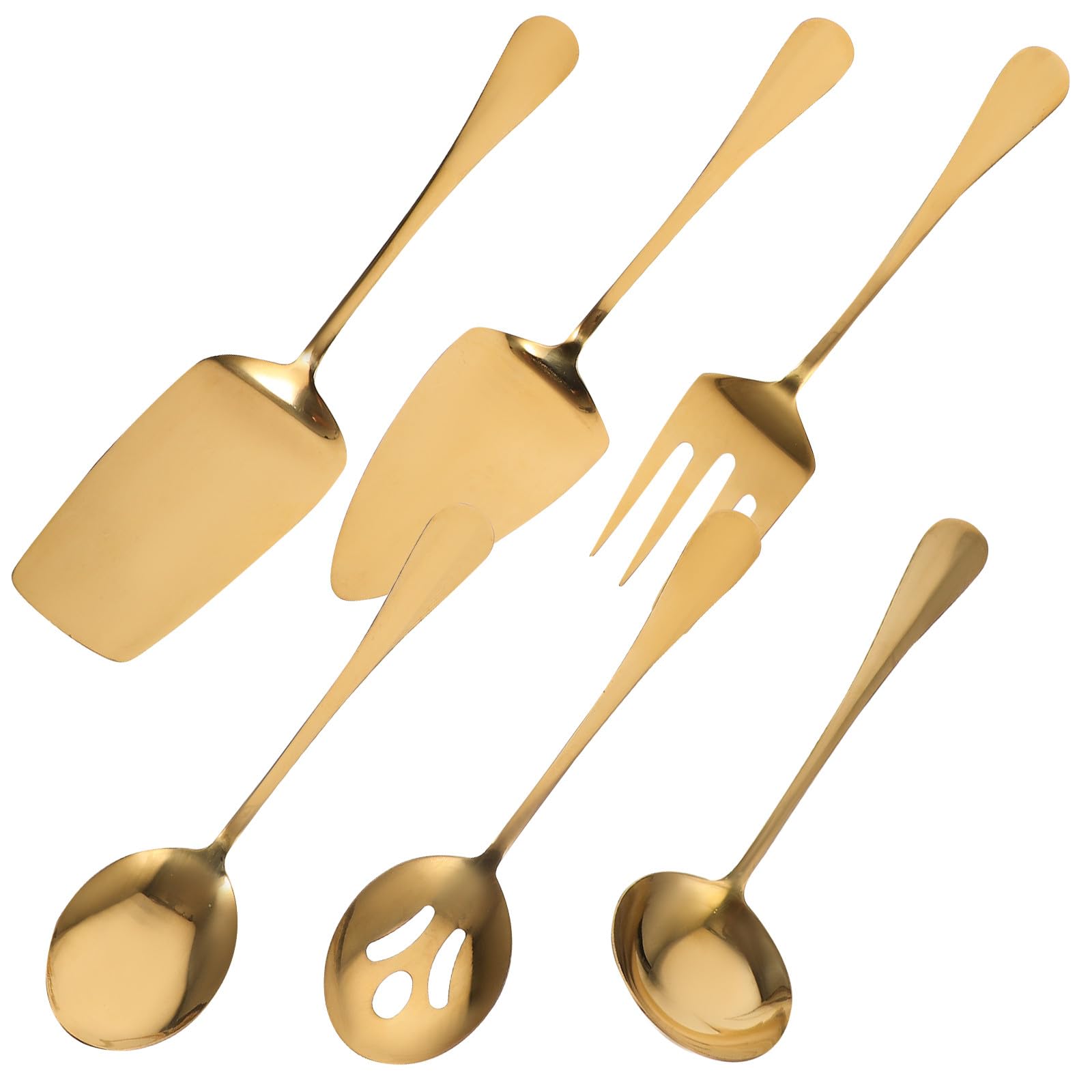 iplusmile Edelstahl Servierbesteck Satz Gold Gabel und Löffelset für Gastronomie und Haushalt Rostfrei Spülmaschinengeeignet für Buffet und Picknick