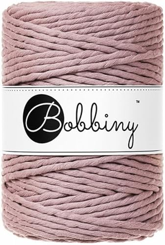 Bobbiny Cordón de macramé XXL de 0.197 in de una sola capa (malva), 108 yardas330 pies (100% algodón reciclado)
