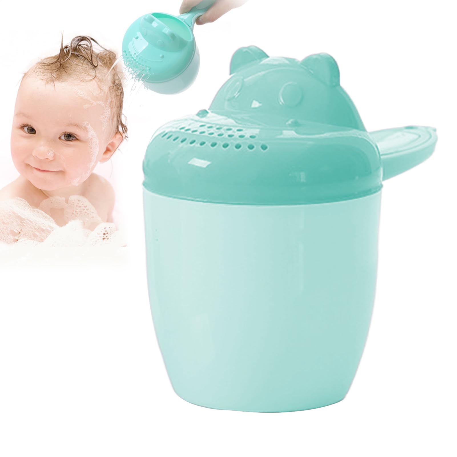 Bicchiere per risciacquo, secchiello da doccia, per lavare i capelli dei bambini, sicuro e senza fuoriuscite, comoda impugnatura per bagno, shampoo e doccia, per la routine quotidiana del