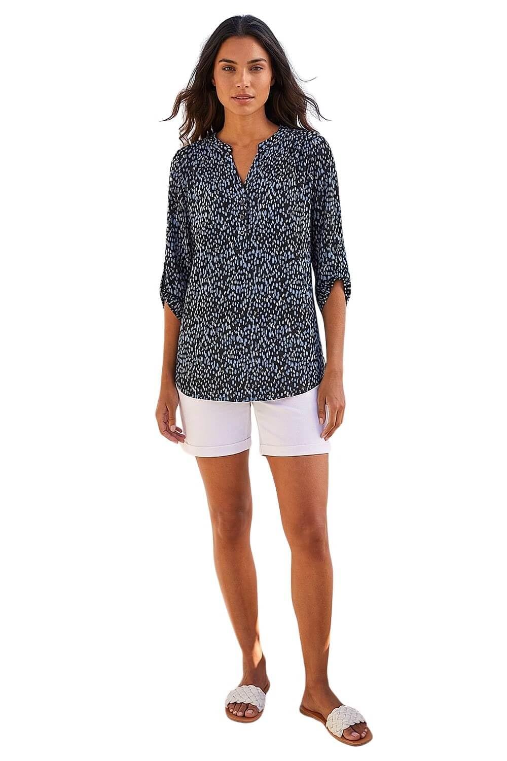 Roman Women's Printed Notch Neck Shirt - Size 10