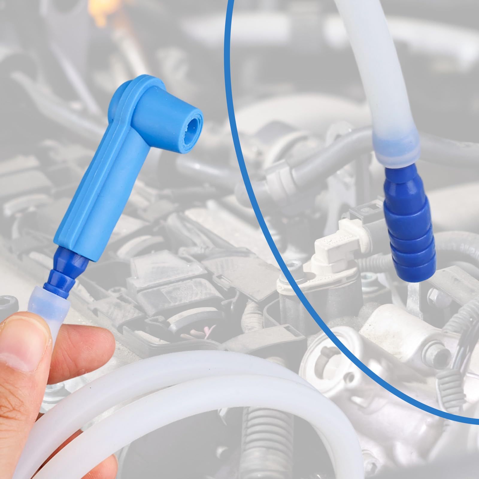 Tuyau de Purge de Frein, 1,2m Moto Purge Frein Tuyau D'Huile Liquide Extracteur avec Adaptateur Universels Réparation Freinage Système Accessoires pour Voiture Moto