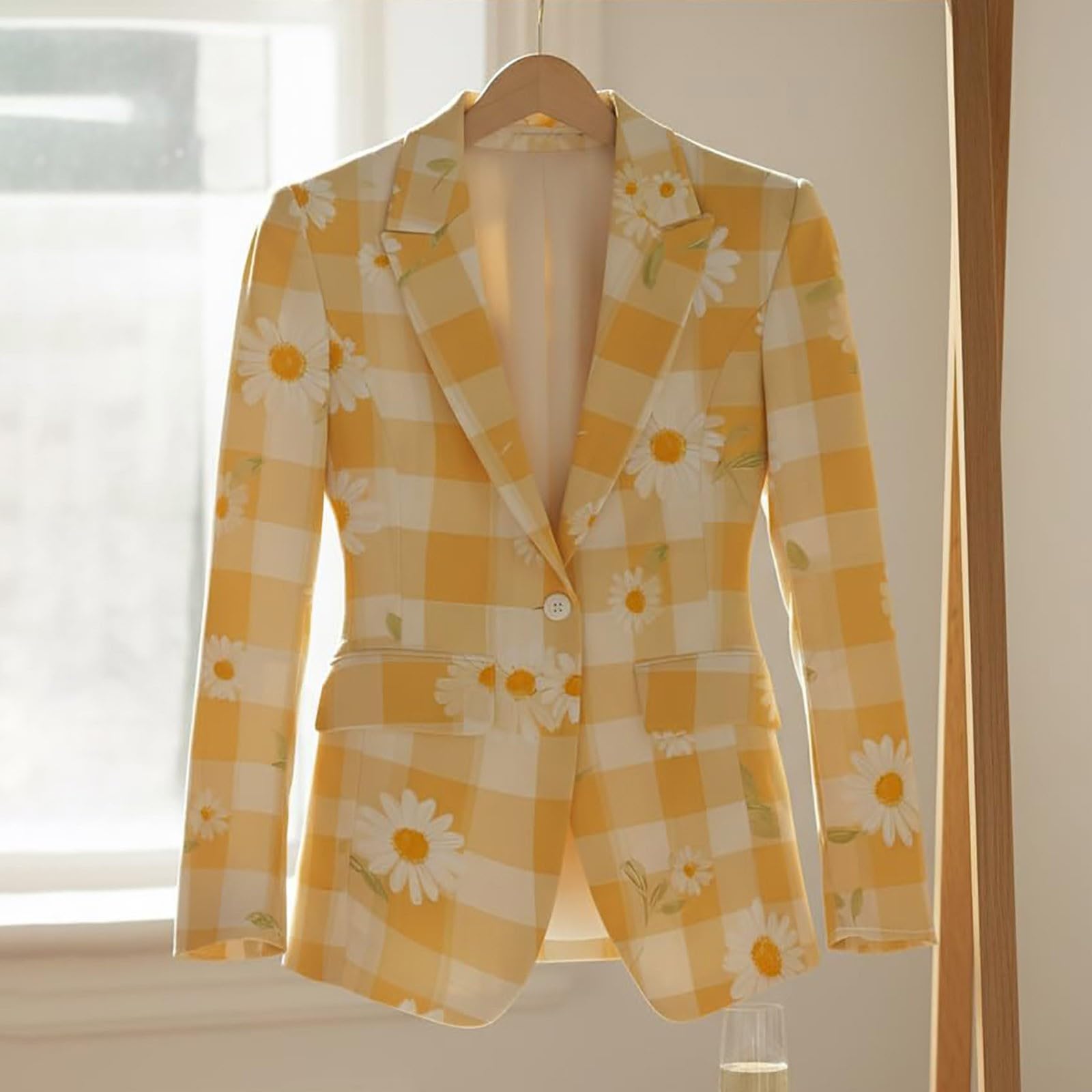 Blazer élégant pour femme, coupe ajustée, manches longues, col | Vestes de robe avec imprimé élégant, grandes tailles, avec boutons, veste de travail, bureau et occasions formelles