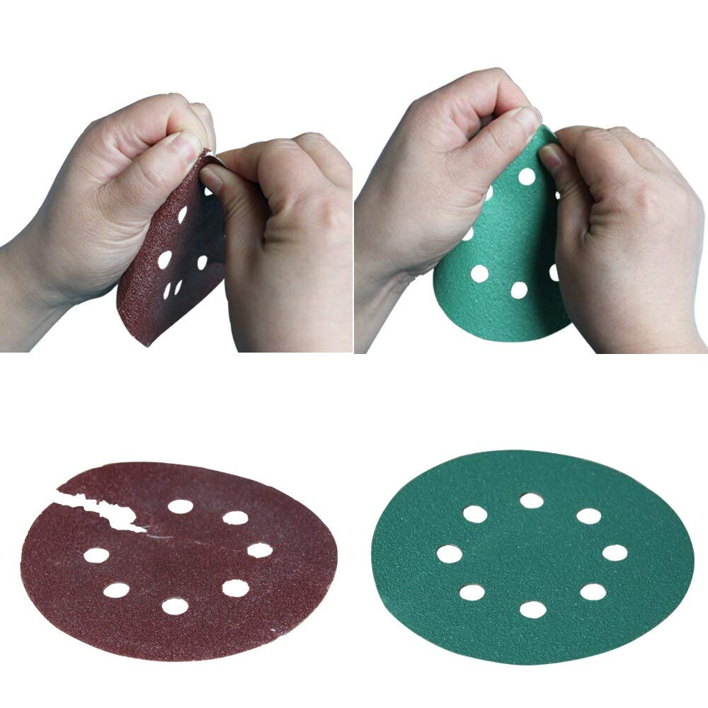 100 Uds. Discos de lijado de 125mm papel de lija húmedo y seco 5 "a prueba de agua 8 agujeros discos de lijado antiobstrucción 60-400 almohadillas de lijado de gancho y bucle for lijadora orbital alea