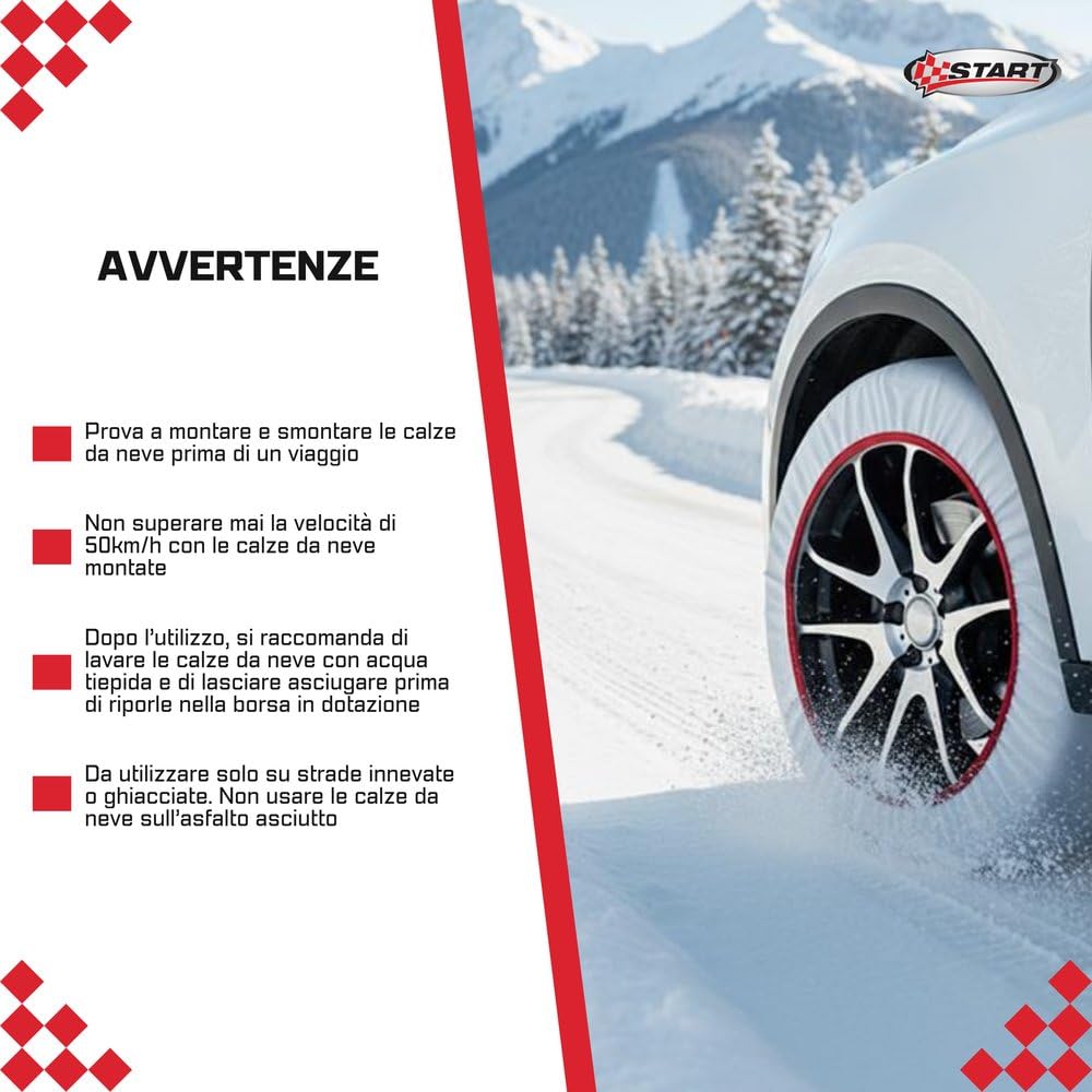 Start Chaussettes de neige taille XXL adaptées pour voitures SUV et véhicules commerciaux n'endommagent pas les jantes et faciles à monter