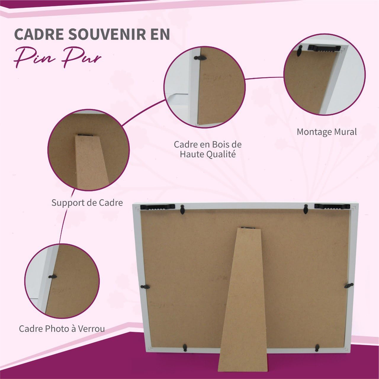 Cadre Photo Souvenir de la Première Année Bébé - 12 photos Pêle Mêle - Kit Empreinte Bébé - Cadeau Naissance Personnalisé - Décoration Cadre Chambre Bebe - Coffret Cadeau- En Français
