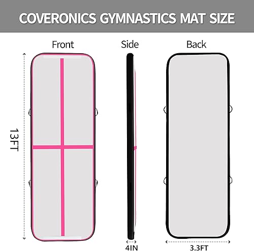 Miniatura 3 de COVERONICS Colchonetas inflables de gimnasia de 101316 pies con bomba eléctrica y bolsa de almacenamiento para entrenamiento de gimnasiauso