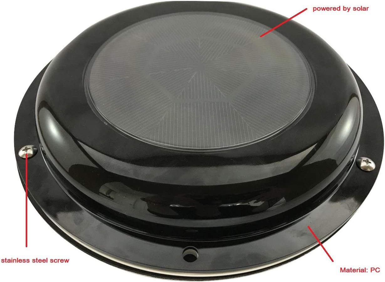 Solar Ventilation Fan without Battery for Boat, Yacht, Camper, Home, Black