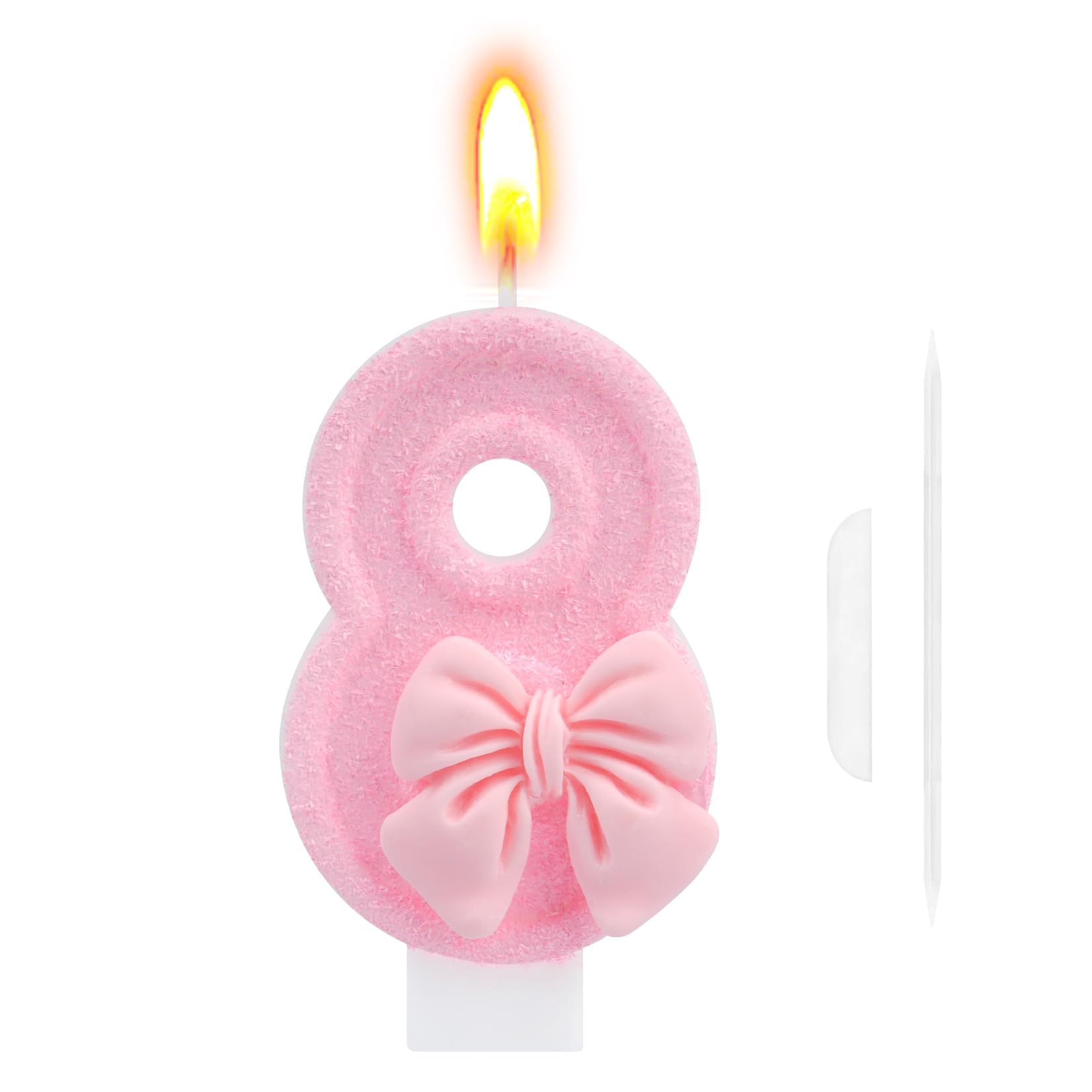 8th Birthday Cake Topper, Pink Butterfly Happy Birthday Candle, Number 8 Candles, Glittering Cake Toppers Candles for Girls Theme Party Family Gathering Decorations(Number 8)