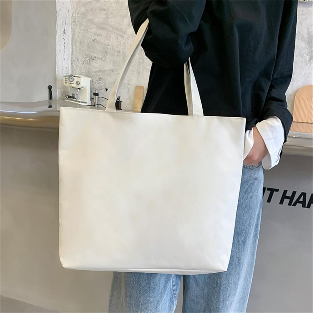gaobaozhu Cotton Tote Canvas Bag Large Canvas Tote Bag for Women Grocery Bag Handbags With Zip Shoulder Bag Canvas Tote Bag for Multi Purpose School Shopping Work College - Image 3