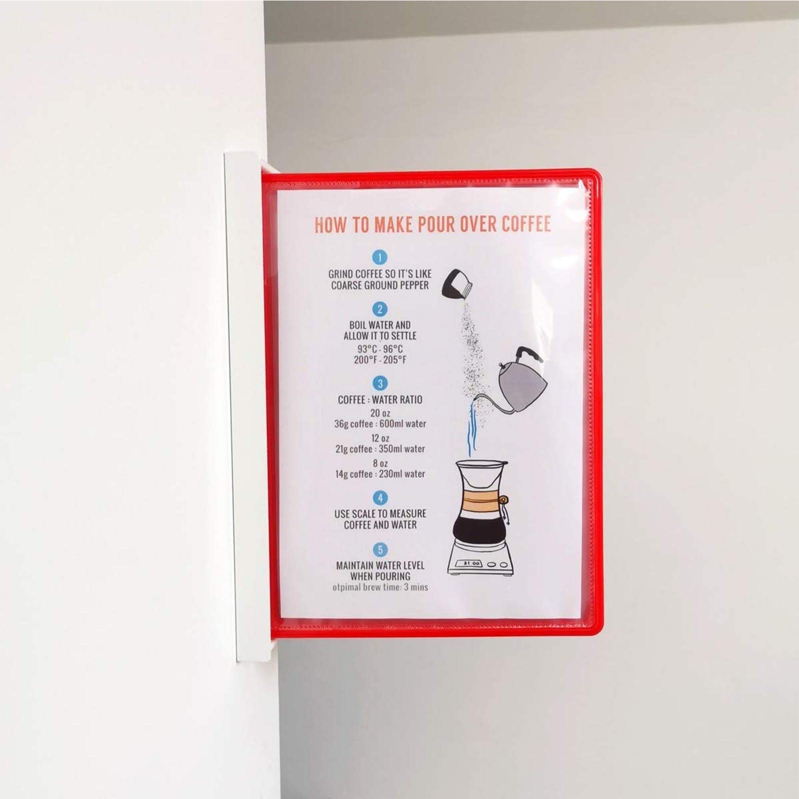 Biurowy stojak ekspozycyjny 10-panelowy metalowy system do montażu na ścianie magazynu, warsztatu, sklepu, folderów z katalogami laboratoryjnymi(Red)