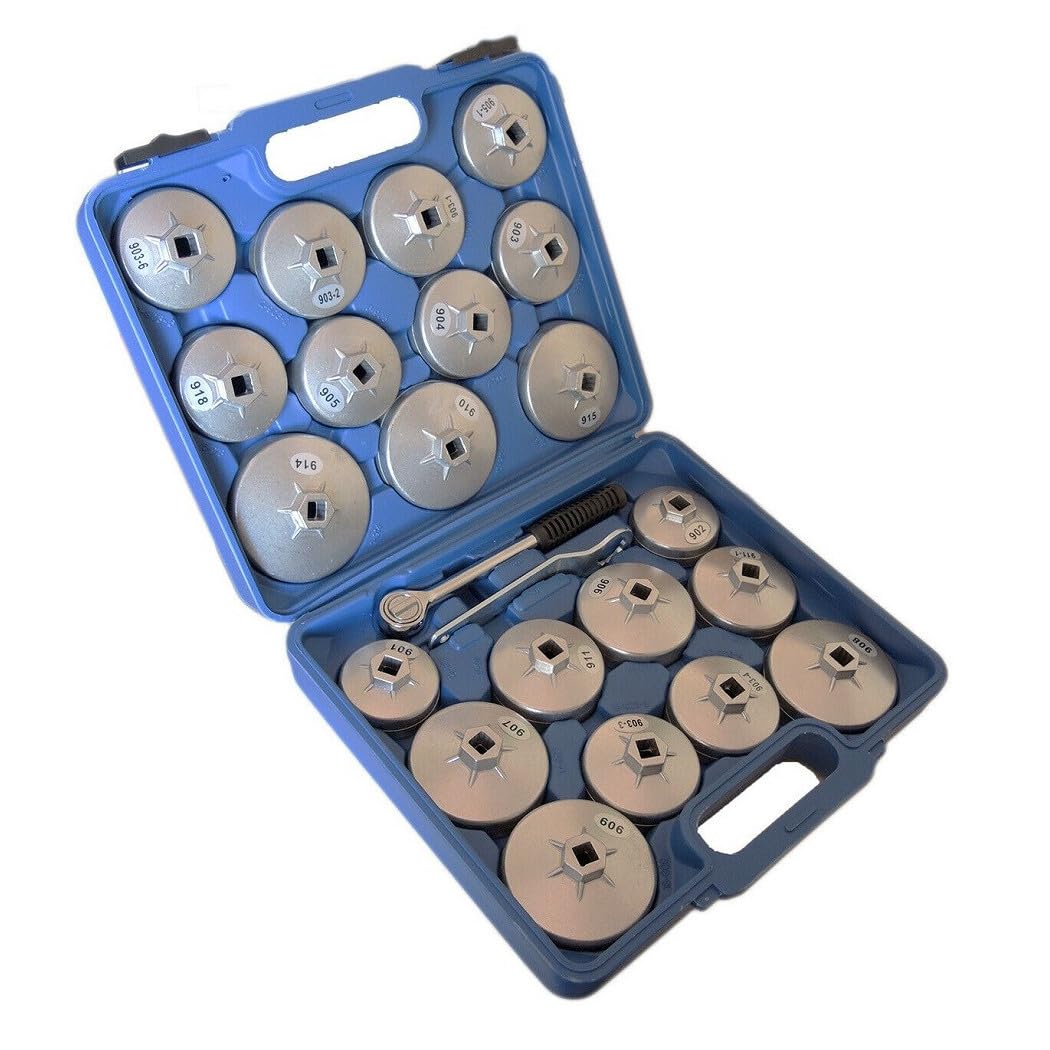 Trade Shop - Set Chiave Chiavi Tazza Bussola Filtro Olio Auto 23 Pz Cricchetto Custodia