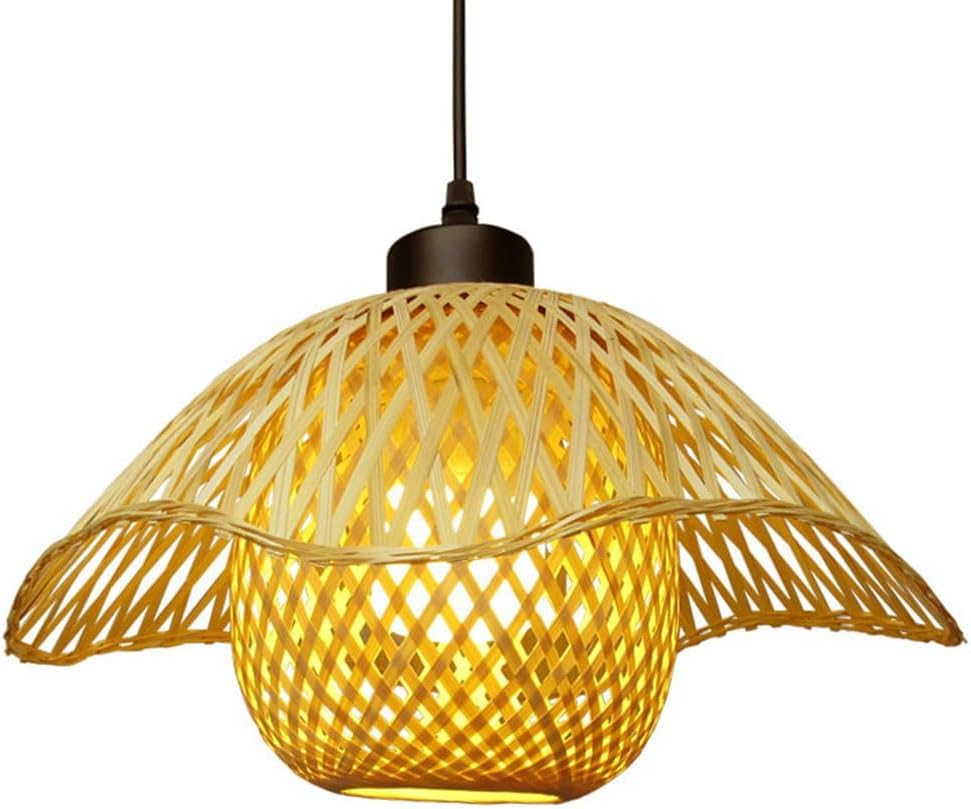 Lámpara de Techo Minimalista de rústico, Hecha a Mano, con Cesta de bambú Tejida, para Cocina, Isla de Cocina, lámpara Colgante de japonés de ratán Natural, lámpara Colgante Retro creat