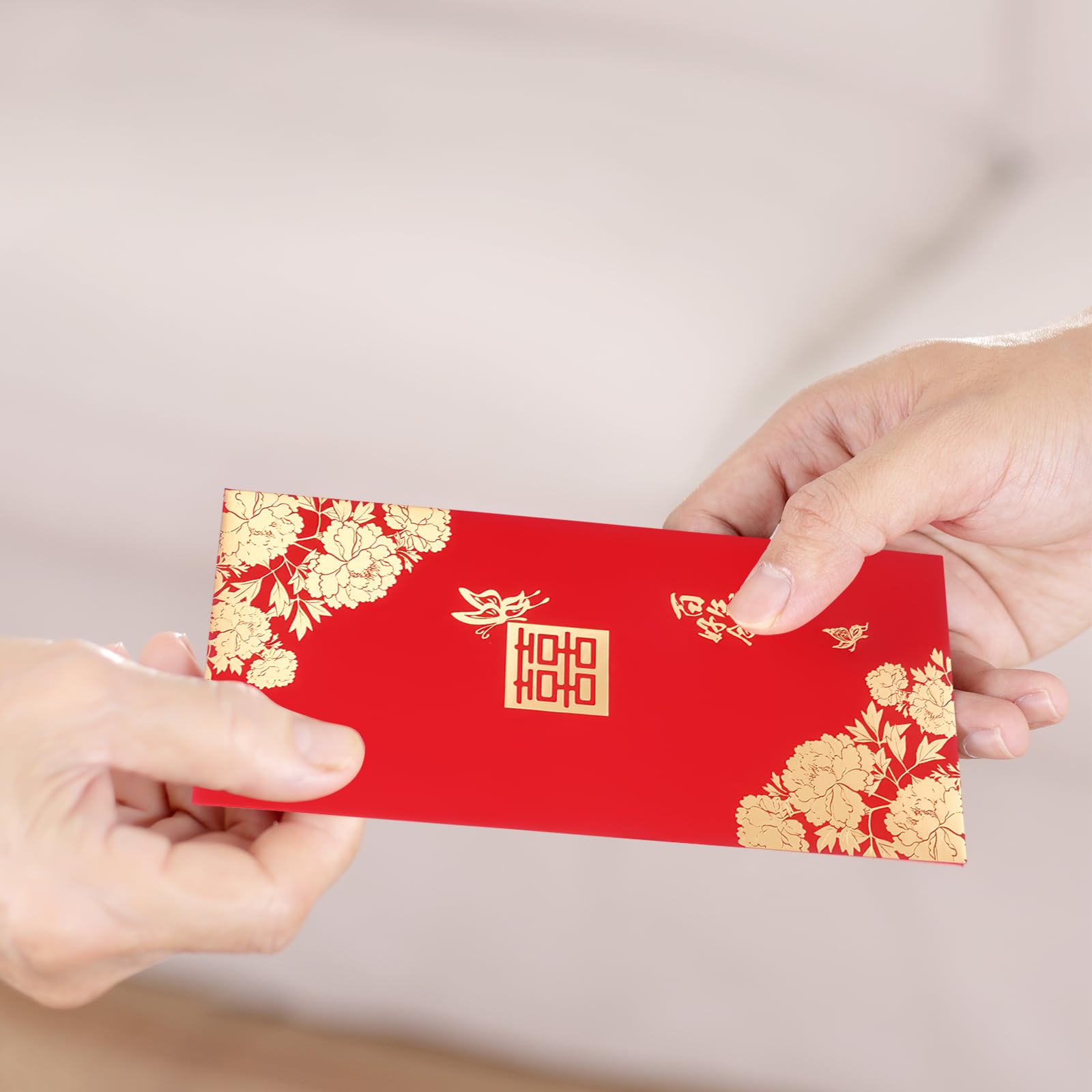 Enveloppes Rouges de Mariage Double Bonheur Hong Bao pour Jeunes Mariés 10pcs